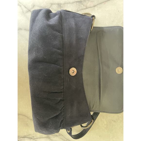 Stuart Weitzman Vintage Shoulder Bag Suede Navy Blue - Picture 7 of 10